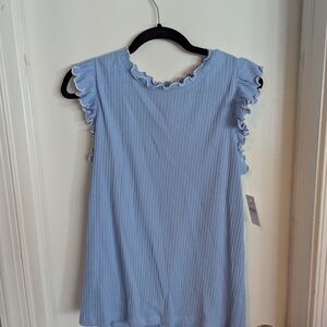 LOFT Light Blue Ruffle Top